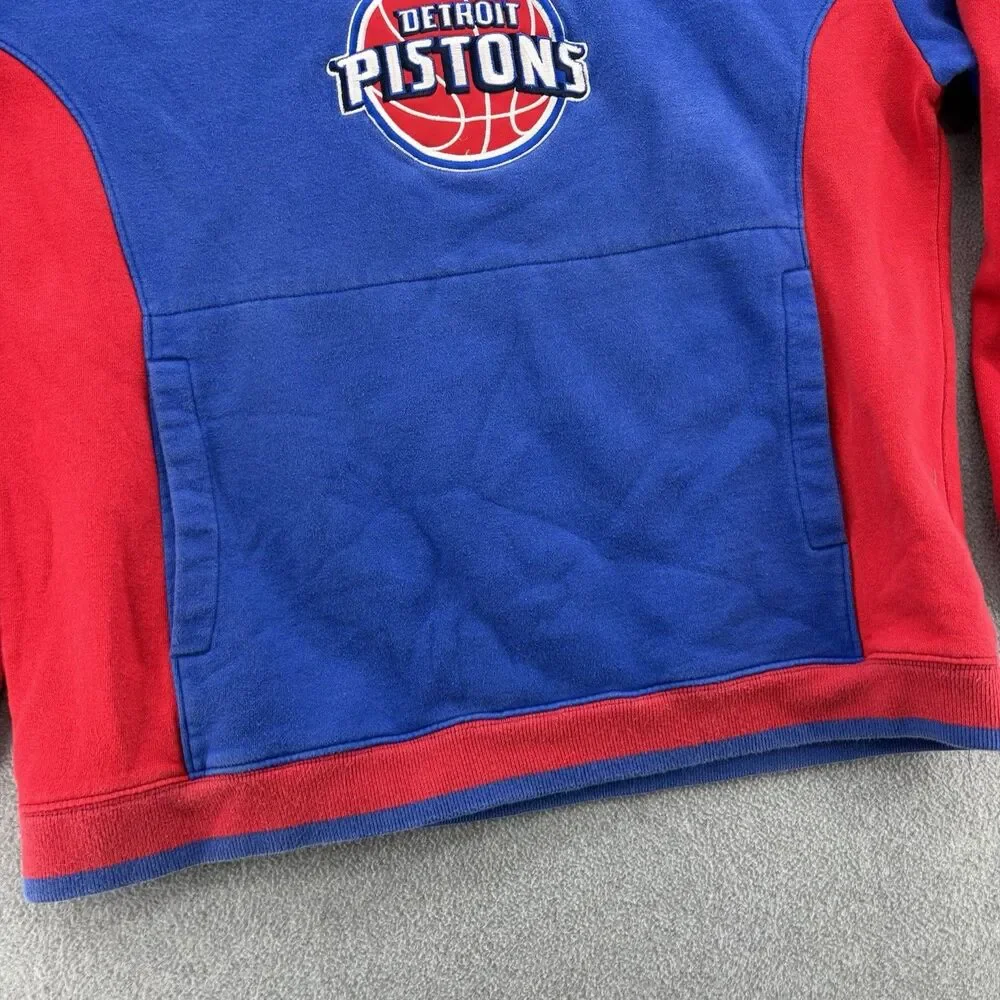 Vintage Y2K Adidas Detroit Pistons NBA Hoodie Mens M Blue Red Embroidered